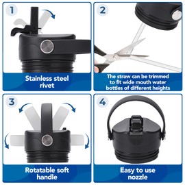 Straw lid for Yeti Rambler 18 26 36 64 oz, Lid with Straws and Flexible Handle, Replacement Cap for Yeti 18oz 26oz 36oz 64oz Rambler Water Bottle Straw Cap