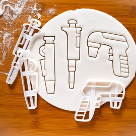 Set of 3 Pipette cookie cutters (Designs: Micropipette, Electronic Pipette, and Pipette Pump), 3 pieces - Bakerlogy