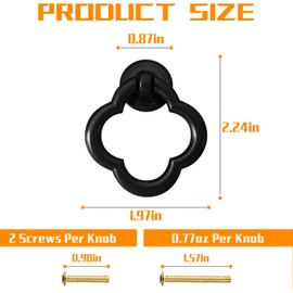 TKWINKT 6 Pack Black Cabinet Knobs Zinc Alloy Drawers Knobs 1.97 inch (50mm) Kitchen Cabinet Door Knobs