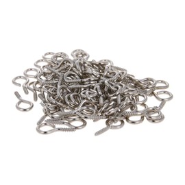 MroMax 100Pcs 0.7inch Screw Eye Hooks Self Tapping Screws Carbon Steel Screw-in Hanger Eye-Shape Ring Hooks Silver Tone