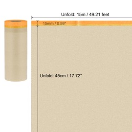 uxcell 10pcs Pre-Taped Masking Paper 18 Inch x 49 Feet Brown Paper High-Tack Tape Painters Film for Painting Automotive Floor Protection and Covering, Orange