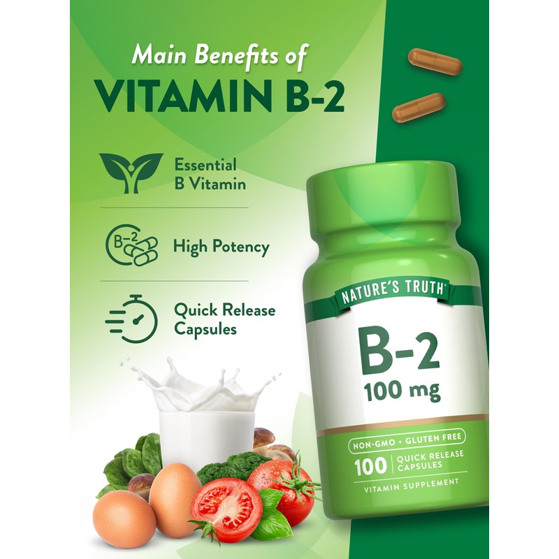 Nature's Truth B2 Vitamin | 100mg | 100 Capsules |