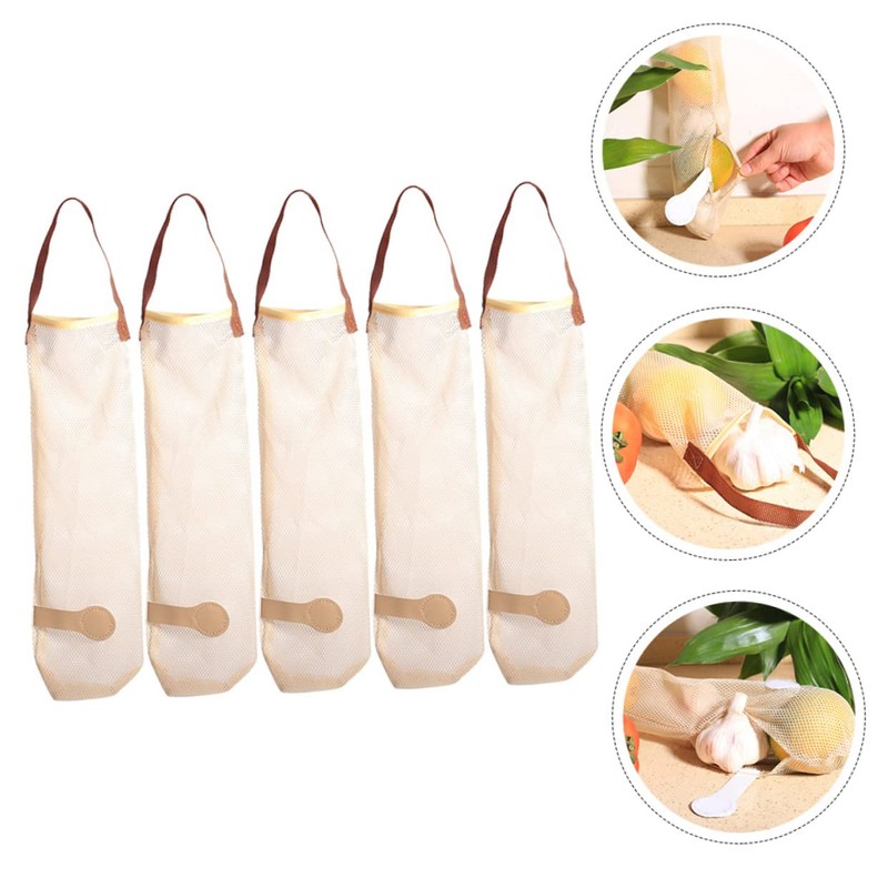 Ciieeo 4sets Reusable Hanging Mesh Produce Bags for Kitchen Onion
