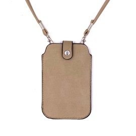 Leather Neck Pouch for Phone (Style 2) - Khaki