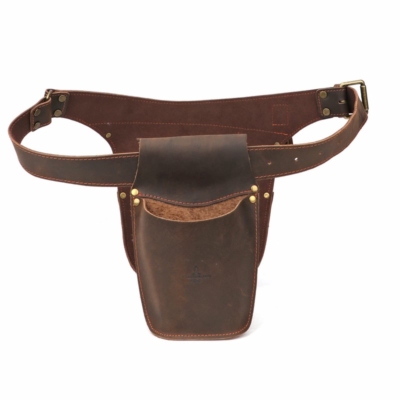 TOURBON Genuine Leather Garden Tool Bag Adjustable Waist Work Belt
