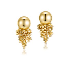 Gold Ball Earrings for Women Stainless Steel Posts Gold Chunky Earrings for Women, Medium, Alloy Steel, Cubic Zirconia