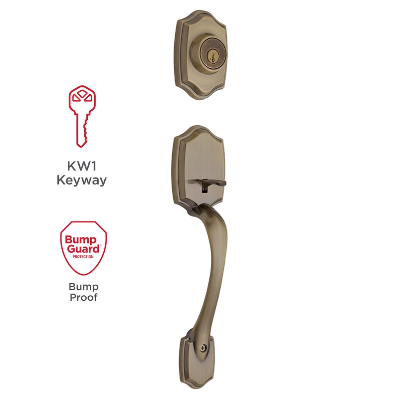 Kwikset Belleview Front Door Lock Handle and Deadbolt Set, Entry