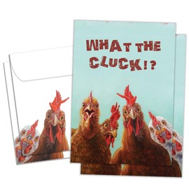 Tree-Free Greetings - Birthday Cards - Artful Designs - 2 Cards + Matching Envelopes - Made in USA - 100% Recycled Paper - 5"x7" - What The Cluck (GT61222)