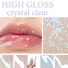 KTouler 4Pcs Glitter Clear Lip Gloss,Hydrating Lip Oil Set Long Lasting Nourishing Lip Gloss Base Revitalizing for Dry Lip High Shine Finish,Fruity Flavoring Oil for Women Girls
