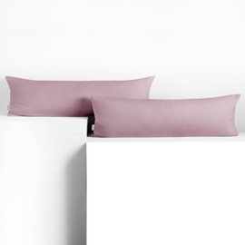 DecoKing 2 Pillowcases 20 x 120 cm Jersey Cotton Zip Heather Colour Amber
