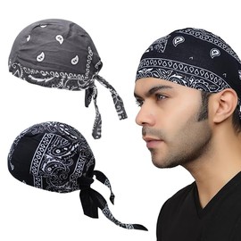 Set of 2 Sports Bandana Hats 100% Cotton Bandana Headbands Bicycle Scarves for Men Women Graphic Print Bicycle Headwear Breathable Sweat Absorbing Hats