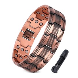 Jecanori 3X Strength Copper Magnetic Bracelet for Men with Adjust Tool and Jewelry Gift Box Included