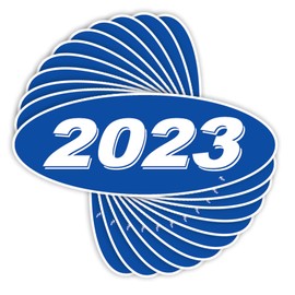 Versa Tags 2023 Oval Model Year Car Dealer Window Stickers Proudly Made in The USA Versa Oval Model Windshield Year Stickers are Blue and White in Color Come Twelve (12) to A Pack