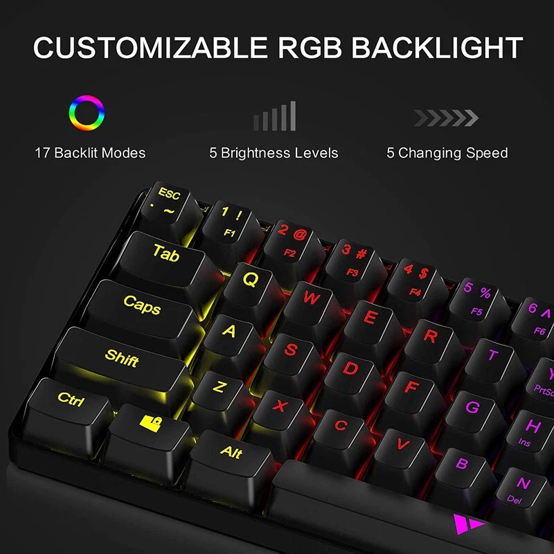 GTRACING Mechanical Gaming Keyboard 60% Coloful Backlit Wired Ultra Compact