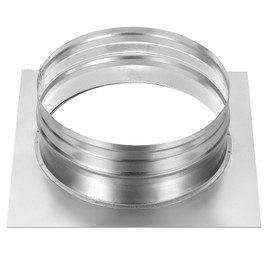 PATIKIL 8" Duct Connector Flange, Dryer Vent Wall Plate Square to Round Straight Pipe Flange Chimney Top Plate for Air Heating Cooling Ventilation Exhaust Fan HVAC System, 10"x10" Base