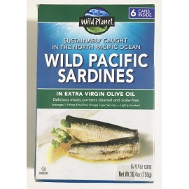 Wild Planet Wild Pacific Sardines in Extra Virgin Olive Oil, 4.4 Ounce (6 Count)