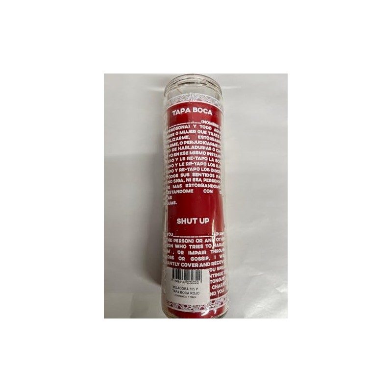 Shut Up (Tapa Boca) 1 Color Unscented Red Pillar Candle