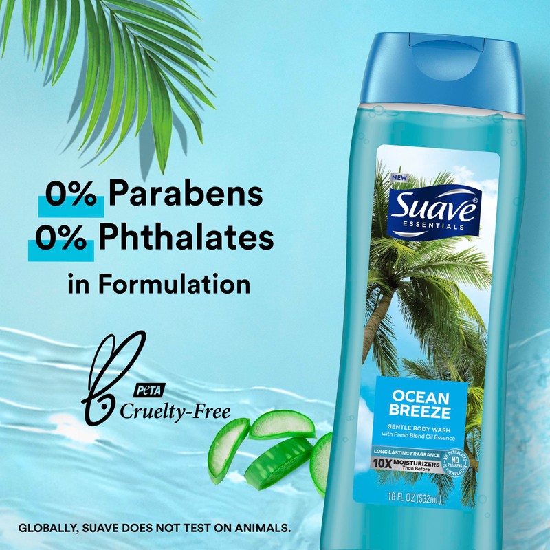 Suave Body Wash 2-Pack + Refreshing Shampoo & Conditioner, Ocean