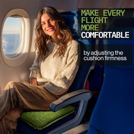 Whispering Winds Inflatable Seat Cushion - Comfortable Blow-up Foam Pad for Airplane, Travel, Stadium, Outdoors, Camping, Car & More