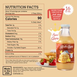 Uncle Bob's Butter Country Rich & Creamy Coconut Syrup for Pancakes and Waffles, Less Sugar, No Corn Syrup, Gluten Free, Made without Artificial Flavors, 16 fl oz Bottle