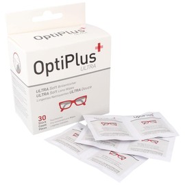 Ultra soft moist glasses cleaning cloths for all lens types, 30 pieces, suitable for electronic surfaces, with alcohol