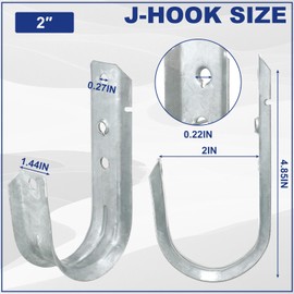 Gisafai 100 J Hooks for Hanging, Heavy Duty J Hooks, Metal Cable Hook for Wire Management, Ul Certification, G60 Galvanized Steel (2 Inch)