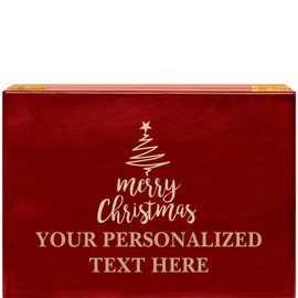 Crown Awards Merry Christmas Tree Rosewood Humidor Gift, Customize with Your Own Text Engraving