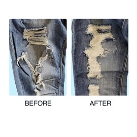 2Pcs DIY Sewing on Jeans Craft Decoration Accessories,Pattern Cotton Patches with Sewing Kit for Jackets Jeans (4.7'' x 3.2'')