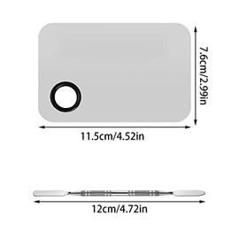 Cosmetic Palettes Stainless Steel, 2 Pieces Makeup Palette with Spatula, Makeup Mixing Palette, Stainless Steel, Cosmetic Palette, Professional Stainless Steel, for Cosmetics, Lipstick, Eyeshadow