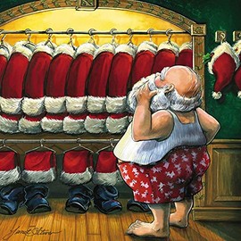 Pack of 6 Artistic Charity Christmas Cards - Santa, What to Wear? - 6 Cards of 1 Design From Medici Cards