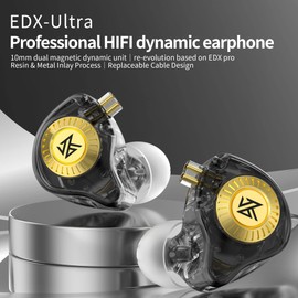 KZ Edx Auriculares dinámicos ultra actualizados con cable para intraaurales de alta fidelidad, música bassy IEMs, sonido estéreo/auriculares (sin micrófono, Edx-Ultra)