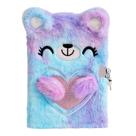 Bangbobi Plush Diary Girls with Lock - A5, 80 Pages, Kids Notebook with Lock, Bear Plush Diary for Girls for Writing and Drawing