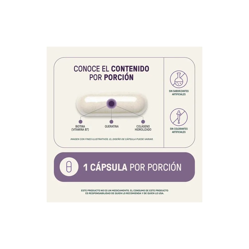 Biotina y Queratina Life 360+ Colageno Hidrolizado 200 cápsulas