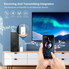 Ankilo Upgraded Bluetooth 5.3 Transmitter Receiver, 2 in 1 Wireless Bluetooth Adapter, Portable Aux Adapter for Car, Audio Receiver for Laptop, Radio, Headphones, Speakers, TV, White