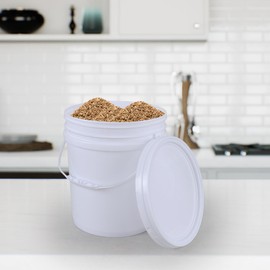 Farmoon 6.6 Gallon Plastic Buckets with Sealable Lids, 4 Pack White Round Plasitc Pails