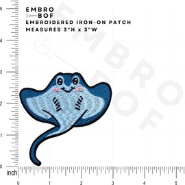 EMBROBOF Cheerful Stingray Patch – 3 inches, Cool Colorful Sea Creature Patches – Embroidered Iron On/Sew On Sea Patches for Backpacks