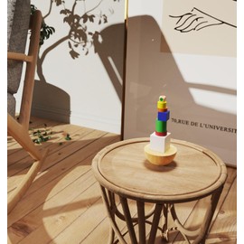 Natureich Montessori toy tower made of wood for balancing & stacking blocks in colourful from 3 years for early dexterity development of your child's motor skills, building blocks