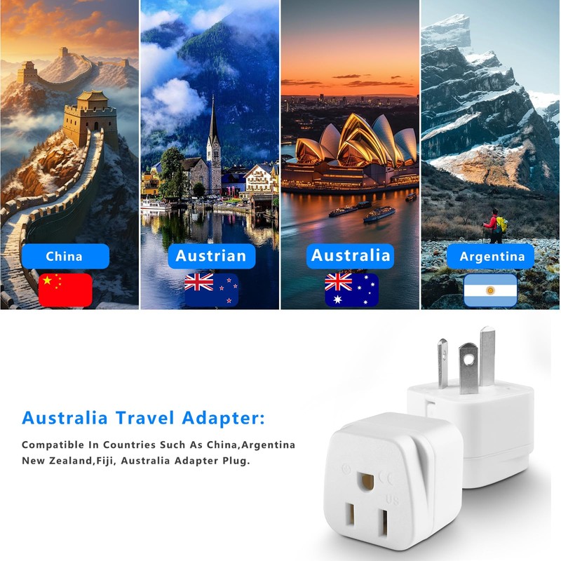 New Zealand Power Adapter USA to Australia Plug Adapter Australia