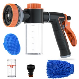 Pup Jet Dog Wash - 10 Sprayer Pattern Dog Washing Hose Attachment Outdoor, Garden Hose Nozzle with Soap Dispenser for Car Washing, Dog Shower Attachment with Dog Brush for Pet Bathing