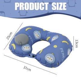 BIKPRST Inflatable Neck Pillow, Travel Pillow, Neck Pillow, Inflatable Aeroplane, Adult Neck Pillow, Comfortable Fabric - On Plane, Car, Train (Blue)