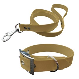 Biothane Dog Collar and Lead Medium Width (35-40 cm, Gold)