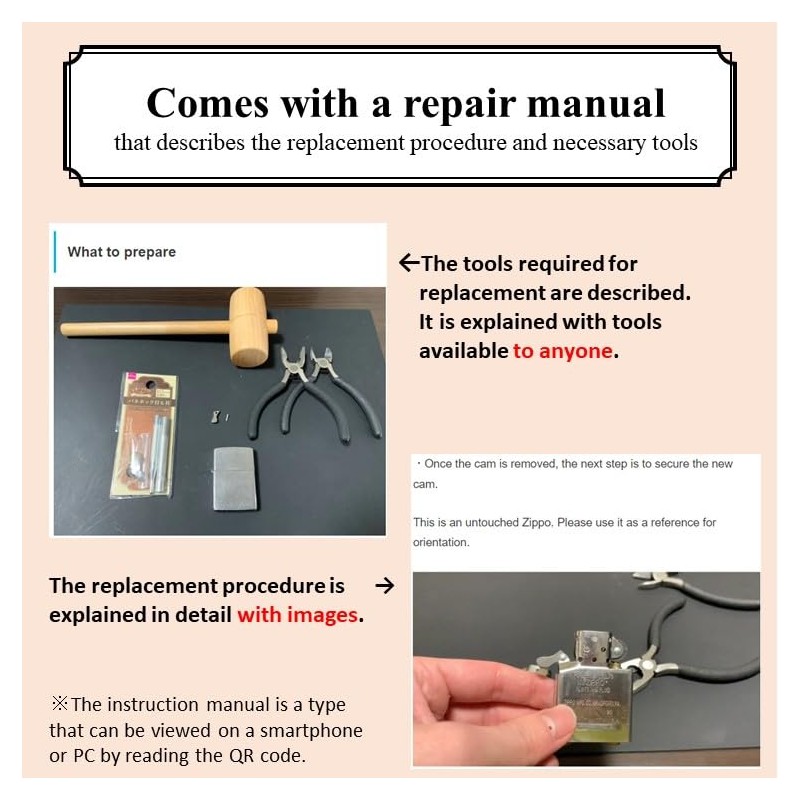 2Pcs Universal Lighter Replacement Repair Kit Cam with Instructions