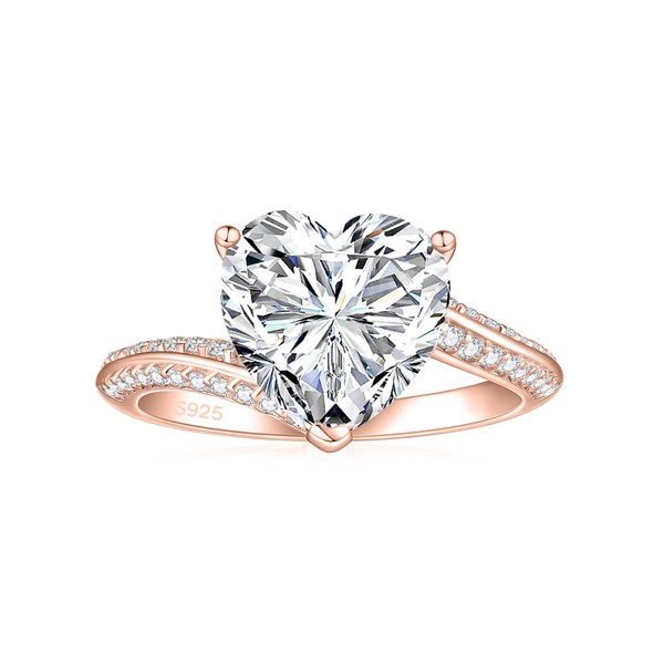 Elspeth 925 Sterling Silver Bypass Engagement Heart Ring for Women