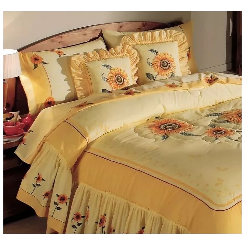 Prima Edrecolcha Girasoles Amarillo Matrimonial Con 2 Cojines