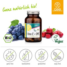 GSE Vino C, 120 Kapseln, Extrakt aus Trauben und Acerola, Vitamin C und OPC, 100% vegan und ohne Zusatzstoffe, BIO-Qualität