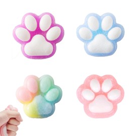 Pack of 4 Taba Squishy, Fufu Squishy, Squishy Toy, Cute Soft Cat Paws Squeeze Toy, Stress Relief Fidget Toys, Soft Cat Paws Squishy Toy, Girls and Boys for Relaxing (Random Colour)