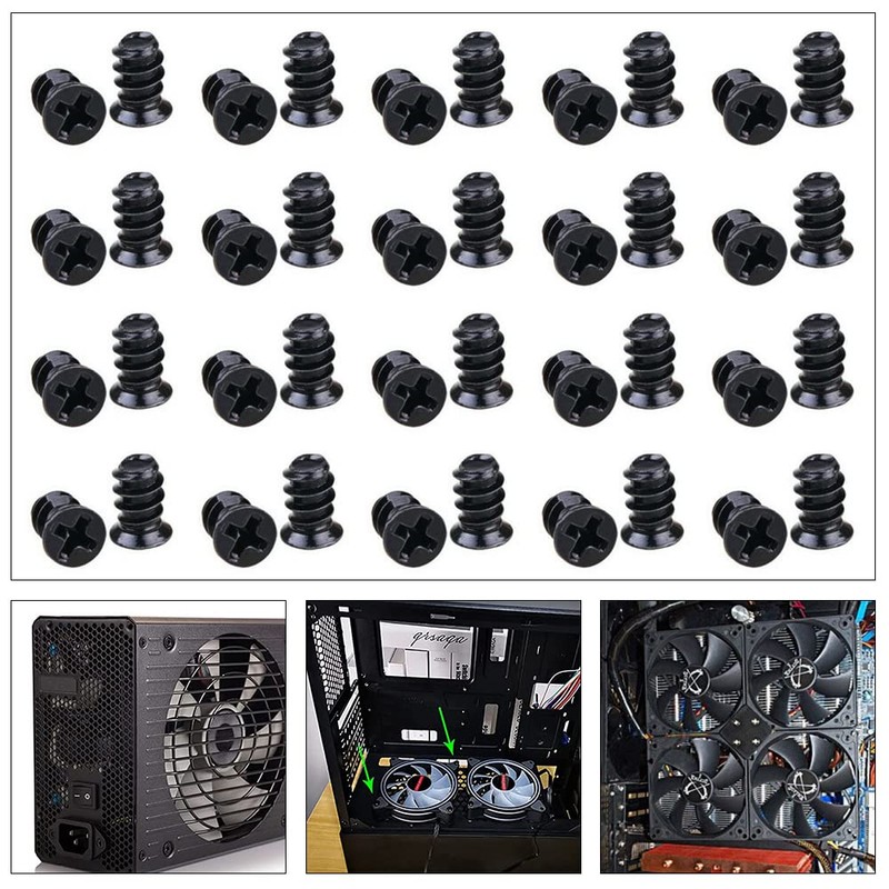 100 Pcs M5 x10 Computer Cooling Fan Mount Screws Black