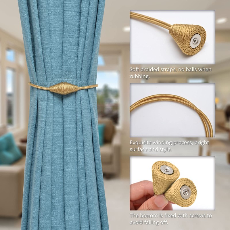 Pretty Jolly 2 Pack Upgrade Magnetic Curtain Tiebacks Handmade Weave