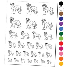 Gentle St. Bernard Pet Dog Temporary Tattoo Water Resistant Fake Body Art Set Collection - Black (One Sheet)
