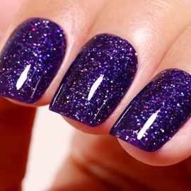 Glitter Gel Polish, 0.5 Fl Oz Deep Purple Iridescent Glitter Gel Nail Polish Sparkle Shimmer Autumn Winter Rainbow Soak off LED UV for Art Manicure